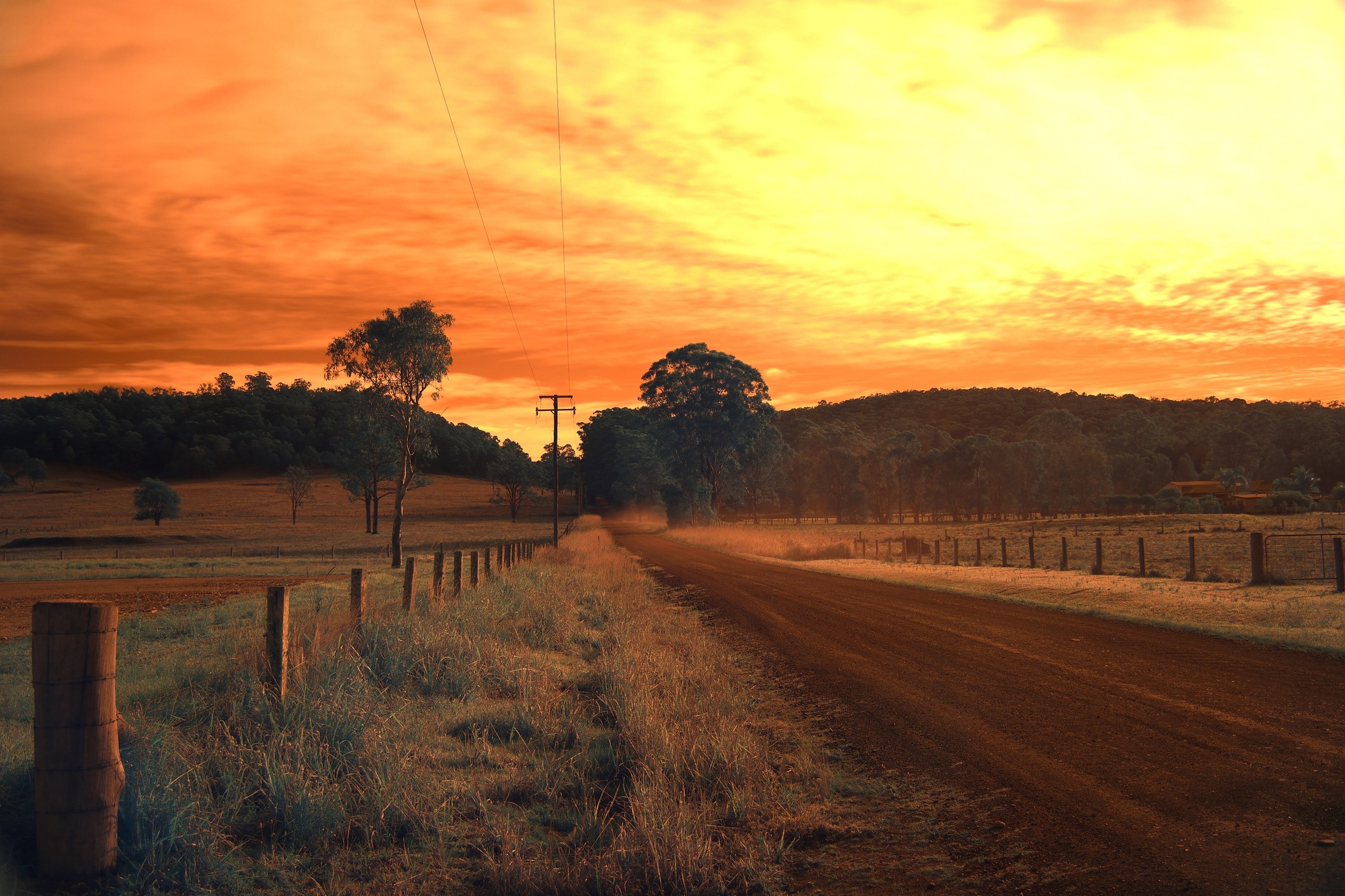 Australian Country road Nabiac in infrared