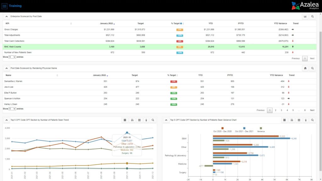 Azalea Health Executive Dashboard for Hospitals
